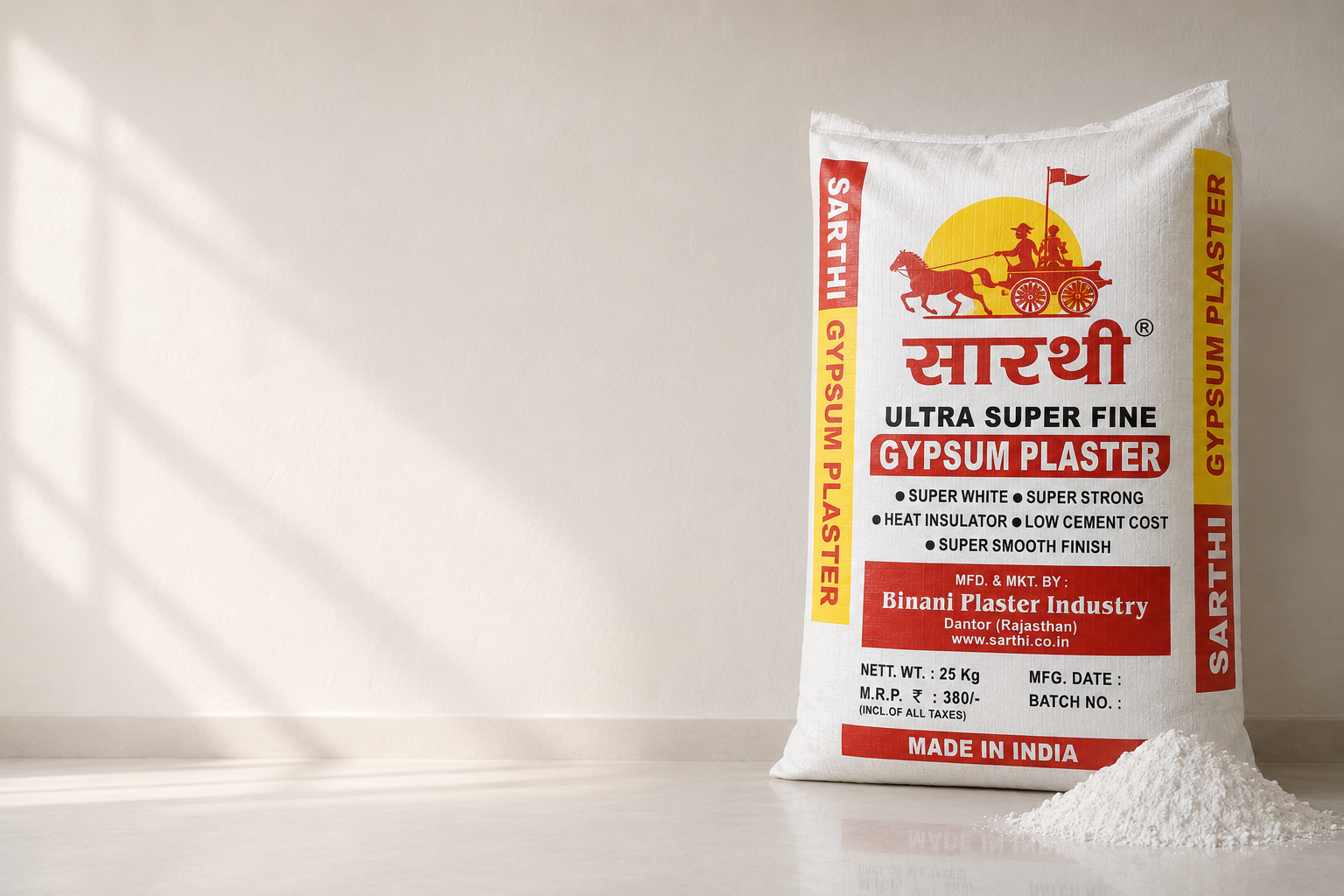 Sarthi Ultra Super Fine Gypsum Plaster 25 kg sack